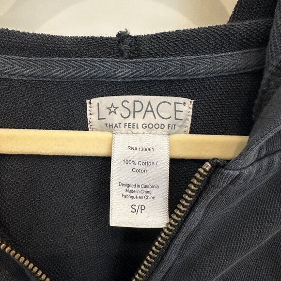 L*SPACE Black Hooded Zip-Up Romper – Size Small - Picture 4 of 4